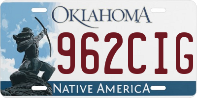 OK license plate 962CIG
