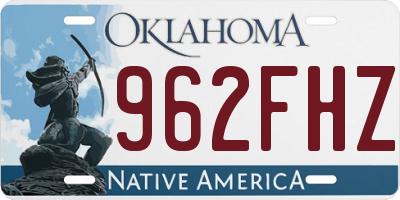 OK license plate 962FHZ