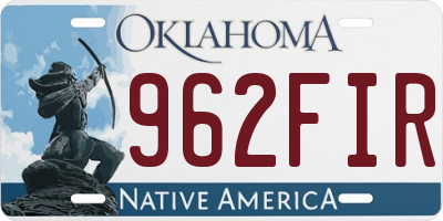 OK license plate 962FIR