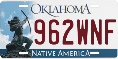OK license plate 962WNF