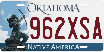 OK license plate 962XSA