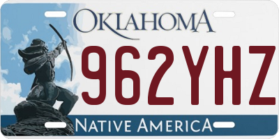 OK license plate 962YHZ