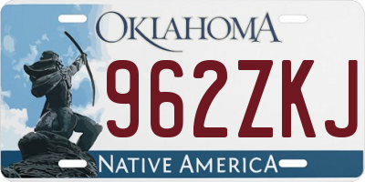 OK license plate 962ZKJ