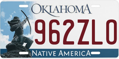 OK license plate 962ZLO