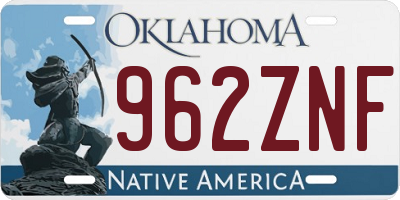 OK license plate 962ZNF