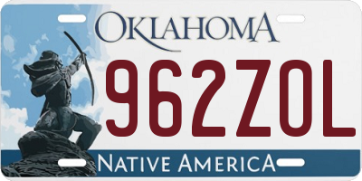 OK license plate 962ZOL