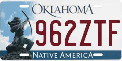 OK license plate 962ZTF
