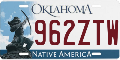 OK license plate 962ZTW