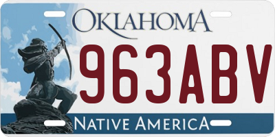 OK license plate 963ABV