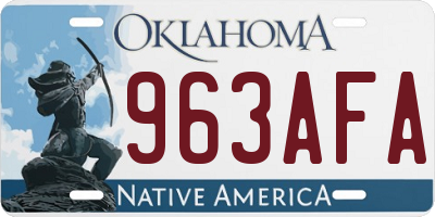 OK license plate 963AFA