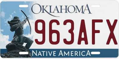 OK license plate 963AFX