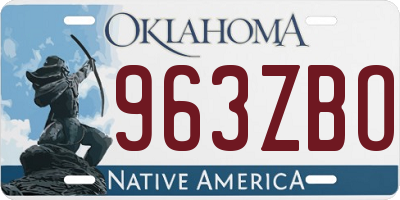 OK license plate 963ZBO