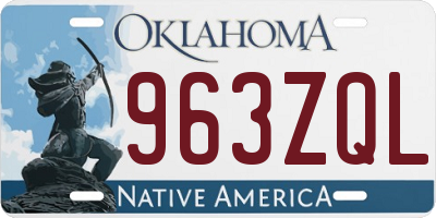 OK license plate 963ZQL