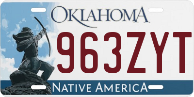 OK license plate 963ZYT