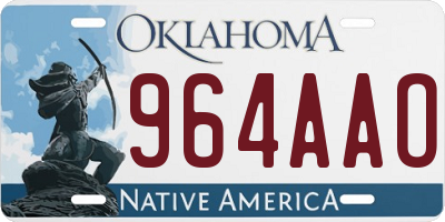 OK license plate 964AAO