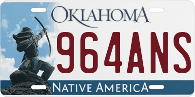 OK license plate 964ANS
