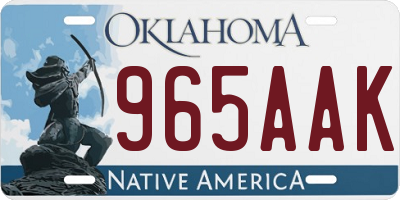 OK license plate 965AAK