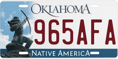 OK license plate 965AFA