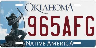 OK license plate 965AFG