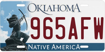OK license plate 965AFW