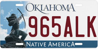 OK license plate 965ALK