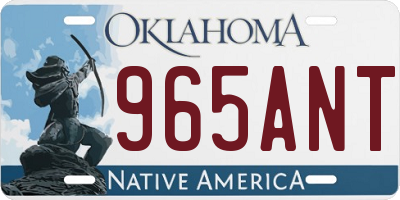 OK license plate 965ANT
