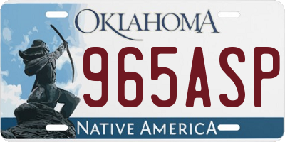 OK license plate 965ASP
