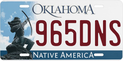 OK license plate 965DNS