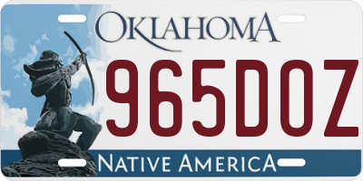 OK license plate 965DOZ