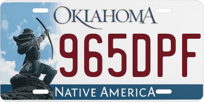 OK license plate 965DPF