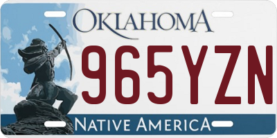 OK license plate 965YZN