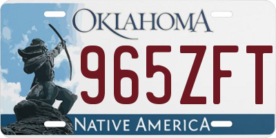 OK license plate 965ZFT