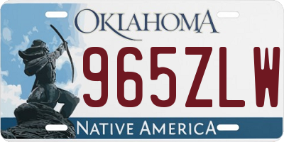 OK license plate 965ZLW