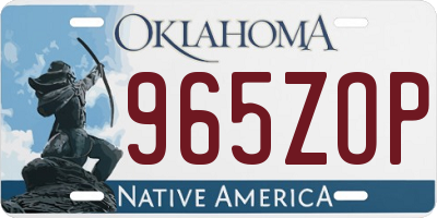 OK license plate 965ZOP