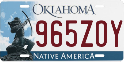 OK license plate 965ZOY