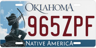 OK license plate 965ZPF