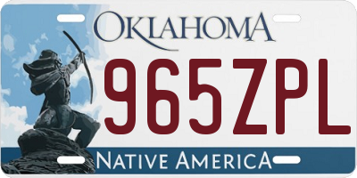 OK license plate 965ZPL