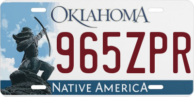 OK license plate 965ZPR