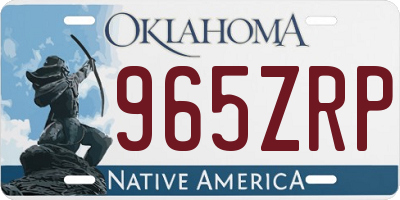 OK license plate 965ZRP
