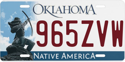 OK license plate 965ZVW