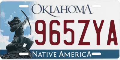 OK license plate 965ZYA