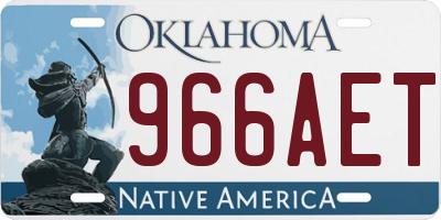OK license plate 966AET