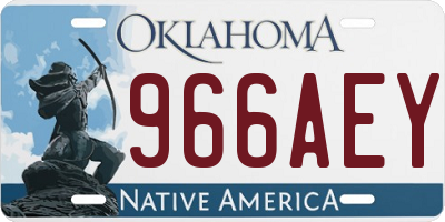 OK license plate 966AEY