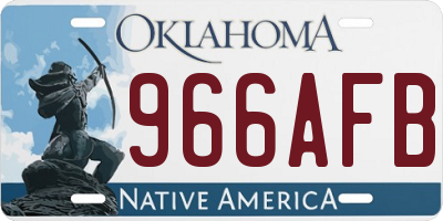 OK license plate 966AFB