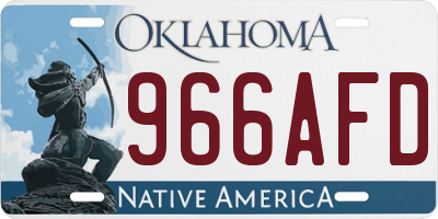 OK license plate 966AFD