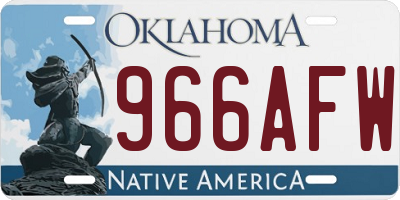 OK license plate 966AFW