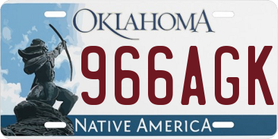 OK license plate 966AGK