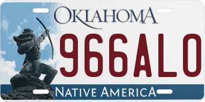 OK license plate 966ALO