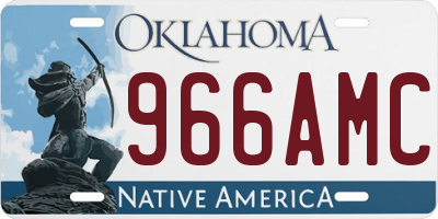 OK license plate 966AMC