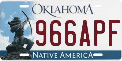 OK license plate 966APF